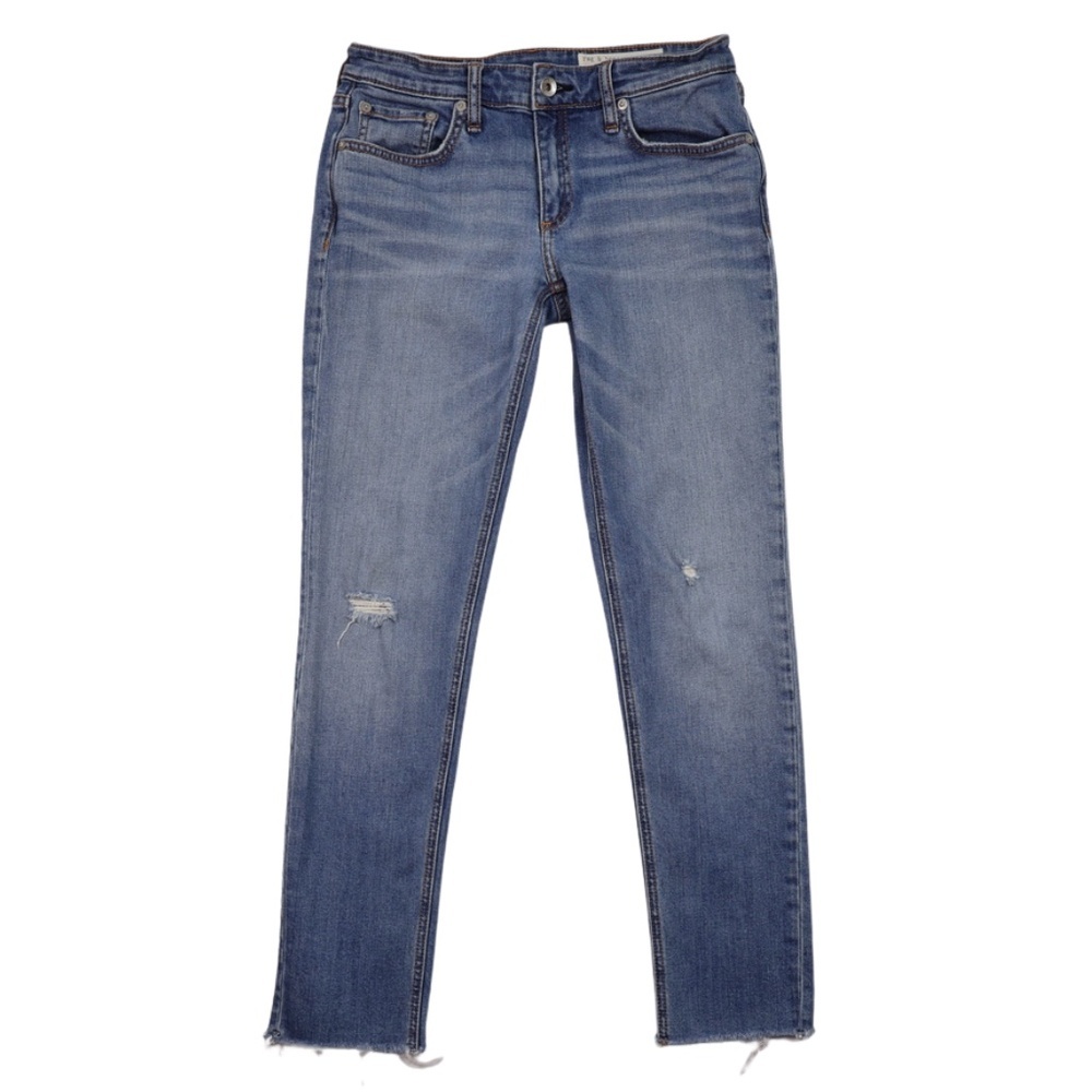 Rag & Bone Distressed Skinny Jeans Size 25 Raw Hem Medium Wash